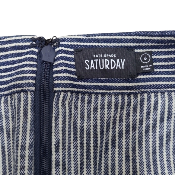 Kate Spade Saturday Cotton Peekaboo Skirt Navy Stripe Skirt Size 6 - Picture 3 of 10